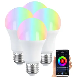 Luminea Home Control LED-Lampen E27 4 St. RGB-CCT 9W 806 Lumen ZigBee-kompatibel