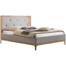 Hasena Polsterbett grau Holz, Eiche, bright 180x200 - Braun/Grau
