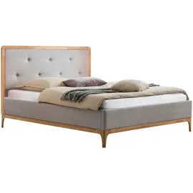 Hasena Polsterbett grau Holz, Eiche, bright 180x200 - Braun/Grau