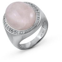 ZEEme Fingerring 925/- Sterling Silber rhodiniert Rosaquartz Zirkonia«, 76866849-19 weiß + rosa