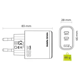 mobile origin MO-GAN65W-MO19, Drinnen, AC, Weiß - Weiß
