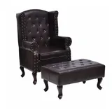 vidaXL Sessel mit Fußhocker Dunkelbraun Kunstleder