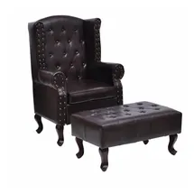 vidaXL Sessel mit Fußhocker Dunkelbraun Kunstleder