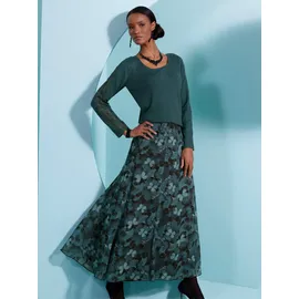 CREATION L A-Linien-Rock Damen Floral Schwarz/Petrol 20