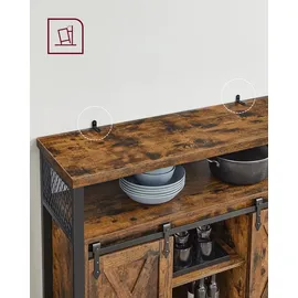 VASAGLE Sideboard 100 x 80 x 33 cm Braun/Schwarz
