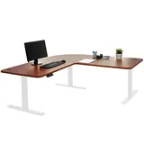 Mendler Eck-Schreibtisch HWC-D40, Computertisch elektrisch höhenverstellbar 178x178cm 84kg MVG ~ natur, weiß