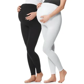 Be Mammy Umstandsleggings Lang Damen Umstandshose BE20-230 (2-tlg) aus Baumwolle schwarz XL