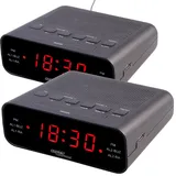 Auviso UKW-Radiowecker mit 2 Weckzeiten und LED-Anzeige, Schlummer, 2er-Set