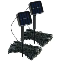 Lunartec 2er-Set Solar-Lichterketten, 200 LEDs, 8 Modi, 22 m, Dämmerungssensor