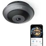 Reolink 6MP 2,4/5 GHz wlan Fisheye-Kamera Indoor, 360° Panorama, Personenbewegungserkennung, Decken-/Wand-/Tisch-Installation,Schwarz