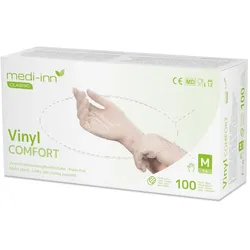 Medi-Inn Vinyl Comfort Einmalhandschuhe, transparent, puderfrei M / 10 x 100 = 1000 Stück
