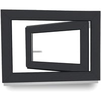 Kellerfenster - Fenster - Dreh- & Kippfunktion - innen anthrazit/außen anthrazit - BxH: 50 x 80 cm - 500 x 800 mm - DIN Links - 2 fach Verglasung - 60 mm Profil