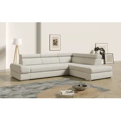 Ecksofa SIT & MORE "Broadway L-Form", weiß (altweiß), B:270cm H:79cm T:213cm, Sofas, mit verstellbaren Kopfteilen, wahlweise mit Bettfunktion