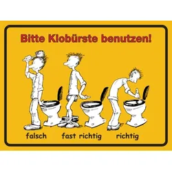 WC-Kennzeichnung Bitte Klobürste benutzen - 200x150x0.45 mm Aluminium geprägt
