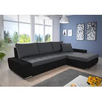 Ecksofa mit Schlaffunktion Faris - Couch mit Bettkasten, Big Sofa, Sofagarnitur, Couchgarniitur, Polsterecke (Schwarz + Dunkelgrau (Madryt 1100 + I... - Schwarz/Dunkelgrau