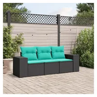 vidaXL Gartensofa-Set 3-tlg. schwarz