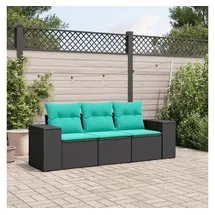 vidaXL Gartensofa-Set 3-tlg. schwarz
