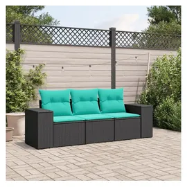 vidaXL Gartensofa-Set 3-tlg. schwarz