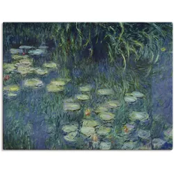 Leinwandbild ARTLAND "Teil Seerosenbild Musée de l'Orangerie", blau (farbe bild(er): blau), B:120cm H:90cm T:1,8cm, Canvas, Leinwand, Bilder, auf Keilrahmen gespannt