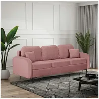 Compleo Schlafsofa 228 cm breit BELLA, Klassisch design, Metallfüße rosa
