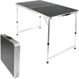 Lemodo Höhenverstellbarer Klapptisch, schwarz, Campingtisch 120 x 60 cm, Tapeziertisch