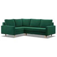 Links Ecksofa mit Schlaffunktion, Wendekissen, Grün - Grün