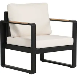 Happy Home Gartenmöbel Lounge-Set mit Sofa & Coffee Table aus Aluminium schwarz mit Teakholz