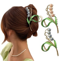 MJARTORIA 2 x Blumen-Haarklammern für Frauen, groß, rutschfest, starke Metall-Haarspangen, Klemmen, Haarschmuck für mitteldickes Haar (Gold-Orchideen-2 Stück)