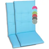 GO-DE Textil Bequeme und attraktive Polsterauflagen für Hochlehner-Gartenstühle (2er-Set, Uni blau, Hochlehner)