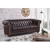 Küchen-Preisbombe Edles Chesterfield Sofa 3 Sitzer in Kunstleder Vintage braun Couch Polstersofa