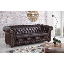 Küchen-Preisbombe Edles Chesterfield Sofa 3 Sitzer in Kunstleder Vintage braun Couch Polstersofa