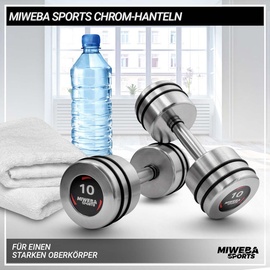 MIWEBA Sports Chrom-Hanteln, Kurzhantel-Set, verchromter Stahl, Gummiring, 1-10 kg, 2er-Set (2x 10,0 Kg)