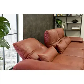 KAWOLA Sofa FENICE Ecksofa Leder Recamiere rechts burgunderrot