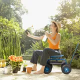 Vevor Rollsitz Werkstattwagen aus Stahl bis 136kg belastbar Gartenwagen mit 25cm Griff und 45-54cm höhenverstellbarem Sitz Rollwagen 30PSI Reifendruck Arbeitssitz Gartensitz blau