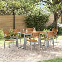 vidaXL Garten Essgruppe 7-tlg. Grau/Braun