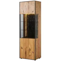 Massivmoebel24 Vitrine Wildeiche 65x45x201 natur geölt STARNBERG 09