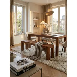 KADIMA DESIGN Sitzbank Landhausstil Braun 140 x 45 x 35 cm
