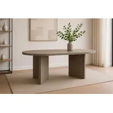 Esszimmertisch Ovi | 160 x 90 cm | Holz Graue-Optik | Tischplatte 40mm | Tischbeine in V-Form | ovaler Esstisch mit geraden Kanten | Holztisch Essz... - Grau