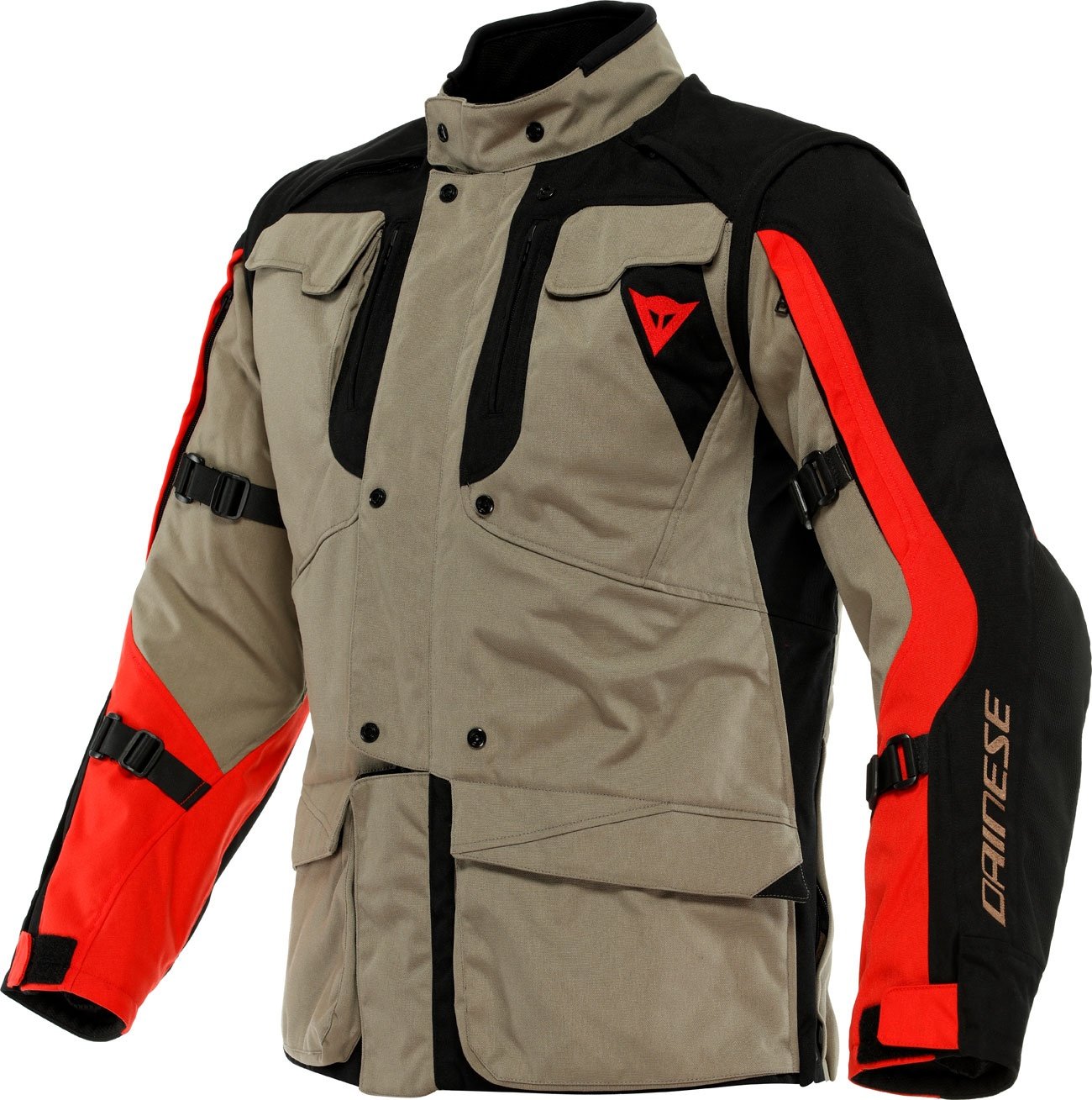 Dainese Alligator, veste en textile - Marron Clair/Noir/Rouge - 48