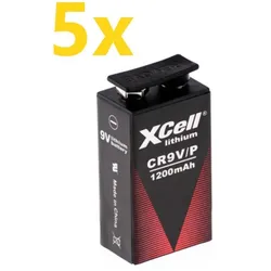 5x XCell Lithium 9V Block Hochleistungs- Batterien für Rauchmelder / Feuermelder - 10 Jahre Batterie Lebensdauer