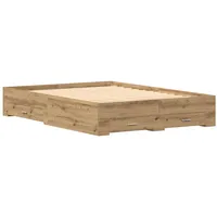 VidaXL Bettgestell mit Schubladen Eiche Holzwerkstoff 140 x 190