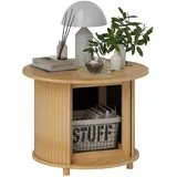 Homcom Runder Couchtisch Beige Bambus Ø60 x 45 cm