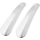2 Stück Schuhlöffel aus Metall 16cm, Schuhanzieher Klein, Edelstahl Schuhanzieher in ergonomischer Form mit Aufhängeloch, Schuhanzieher für Herren, Damen, Kinder und Senioren