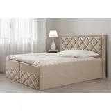 Bett Doppelbett Boxspringbett DORI 3 mit Bonell-Matratze + 2 Bettkästen , H3 - 120 x 200 cm - Beige - Itaka 46