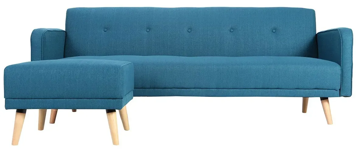 Skandinavisches Eck-Schlafsofa entenblau ULLA