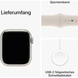 Apple Watch Series 9 GPS 41 mm Aluminiumgehäuse polarstern, Sportarmband polarstern S/M