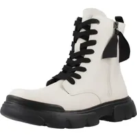 GEOX J Junette G Ankle Boot, LT Ivory/Black, 35