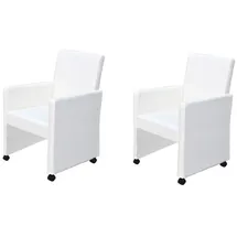 vidaXL Esszimmerstühle 2 Stk. Weiß Kunstleder