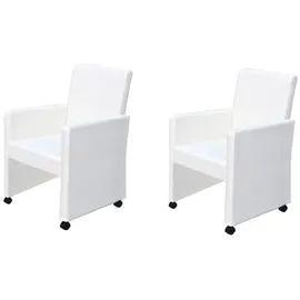vidaXL Esszimmerstühle 2 Stk. Weiß Kunstleder