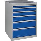 Bedrunka & Hirth Schubladenschrank H1019xB705xT736mm lichtgrau/signalblau 6 Schubl.